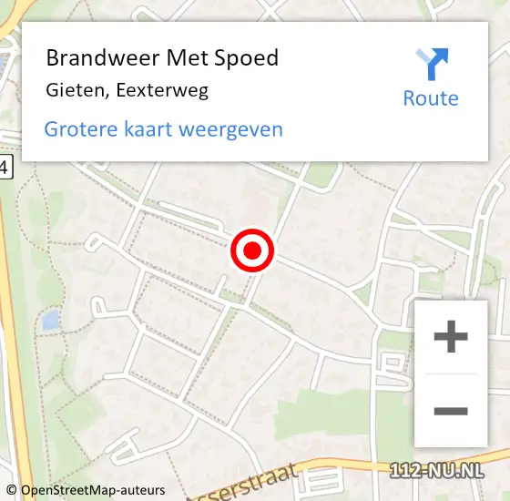 Locatie op kaart van de 112 melding: Brandweer Met Spoed Naar Gieten, Eexterweg op 11 december 2018 21:47