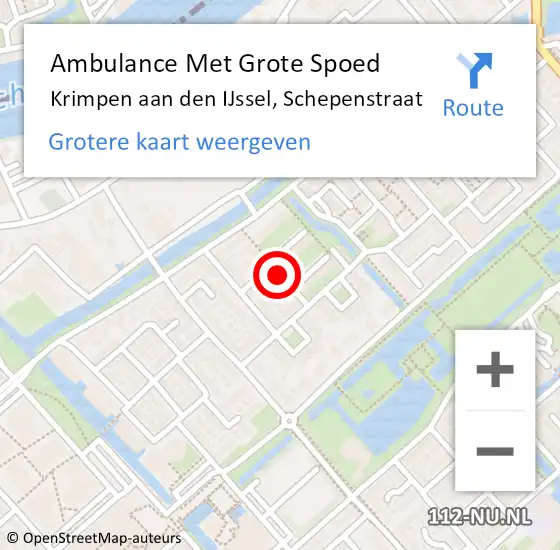 Locatie op kaart van de 112 melding: Ambulance Met Grote Spoed Naar Krimpen aan den IJssel, Schepenstraat op 11 december 2018 22:30