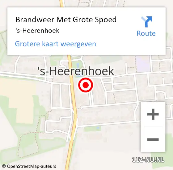 Locatie op kaart van de 112 melding: Brandweer Met Grote Spoed Naar 's-Heerenhoek op 11 december 2018 22:45