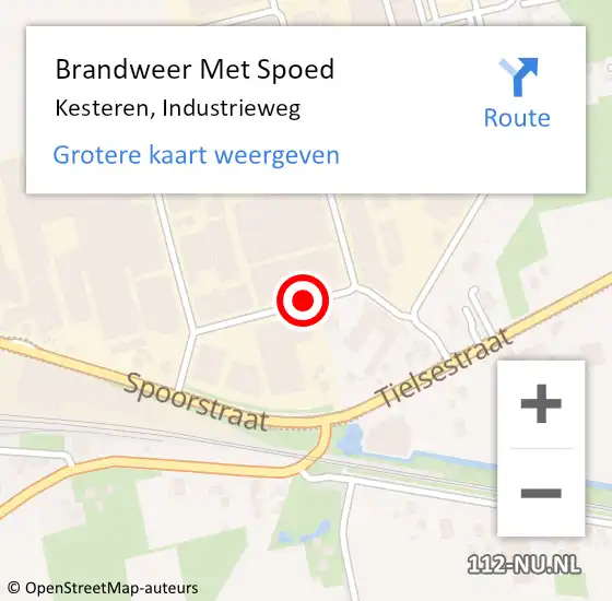 Locatie op kaart van de 112 melding: Brandweer Met Spoed Naar Kesteren, Industrieweg op 11 december 2018 22:46