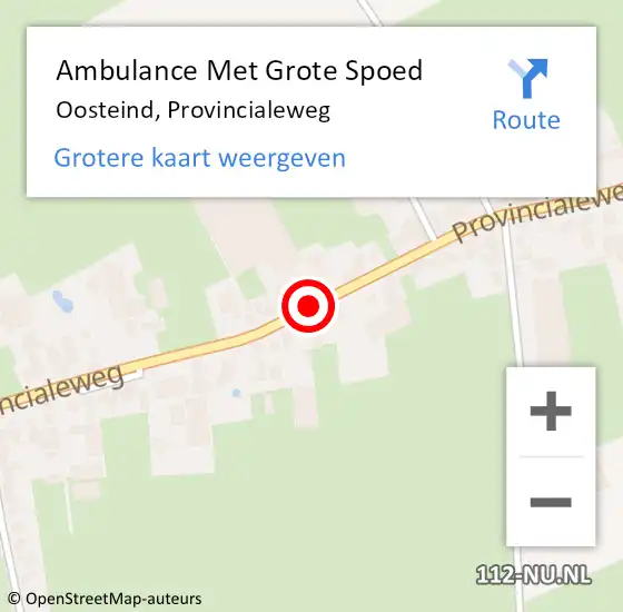 Locatie op kaart van de 112 melding: Ambulance Met Grote Spoed Naar Oosteind, Provincialeweg op 11 december 2018 23:08