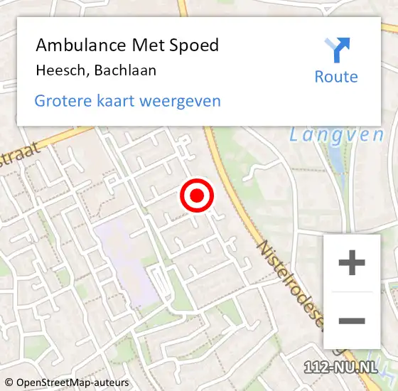 Locatie op kaart van de 112 melding: Ambulance Met Spoed Naar Heesch, Bachlaan op 11 december 2018 23:49