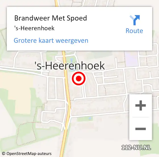 Locatie op kaart van de 112 melding: Brandweer Met Spoed Naar 's-Heerenhoek op 11 december 2018 23:52