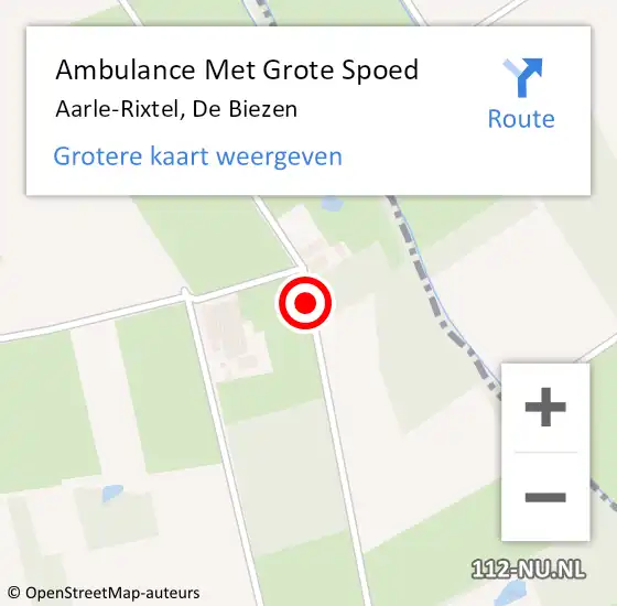 Locatie op kaart van de 112 melding: Ambulance Met Grote Spoed Naar Aarle-Rixtel, De Biezen op 12 december 2018 00:52