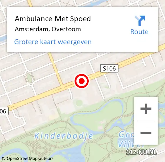 Locatie op kaart van de 112 melding: Ambulance Met Spoed Naar Amsterdam, Overtoom op 12 december 2018 00:54