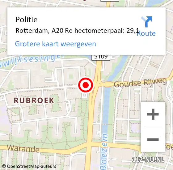 Locatie op kaart van de 112 melding: Politie Rotterdam, A16 Li hectometerpaal: 16,4 op 12 december 2018 05:38