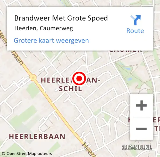 Locatie op kaart van de 112 melding: Brandweer Met Grote Spoed Naar Heerlen, Caumerweg op 12 december 2018 07:10
