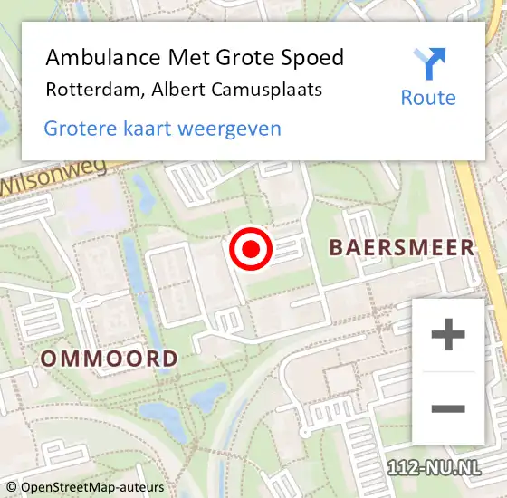 Locatie op kaart van de 112 melding: Ambulance Met Grote Spoed Naar Rotterdam, Albert Camusplaats op 12 december 2018 07:24
