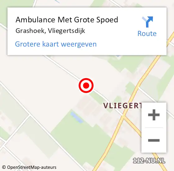 Locatie op kaart van de 112 melding: Ambulance Met Grote Spoed Naar Grashoek, Vliegertsdijk op 12 december 2018 07:35