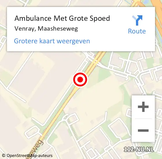 Locatie op kaart van de 112 melding: Ambulance Met Grote Spoed Naar Venray, Maasheseweg op 12 december 2018 07:59