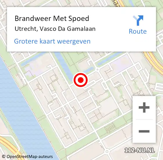 Locatie op kaart van de 112 melding: Brandweer Met Spoed Naar Utrecht, Vasco Da Gamalaan op 12 december 2018 08:15