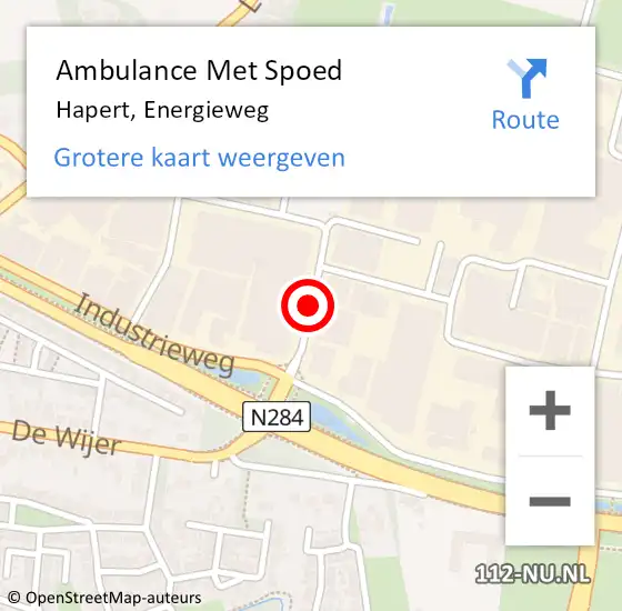 Locatie op kaart van de 112 melding: Ambulance Met Spoed Naar Hapert, Energieweg op 12 december 2018 08:16