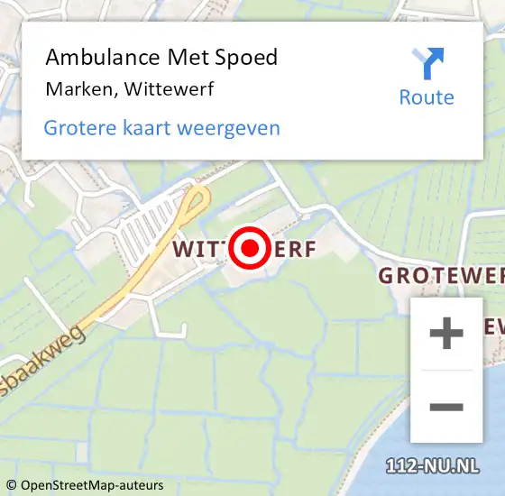 Locatie op kaart van de 112 melding: Ambulance Met Spoed Naar Marken, Wittewerf op 12 december 2018 08:26