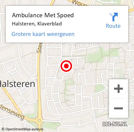 Locatie op kaart van de 112 melding: Ambulance Met Spoed Naar Halsteren, Klaverblad op 12 december 2018 08:39