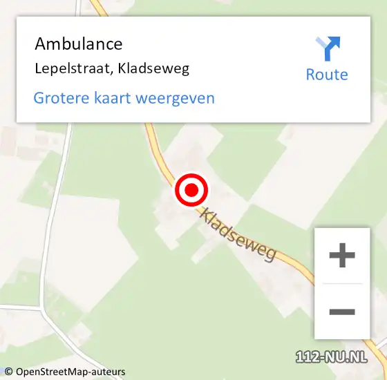 Locatie op kaart van de 112 melding: Ambulance Lepelstraat, Kladseweg op 17 maart 2014 13:12