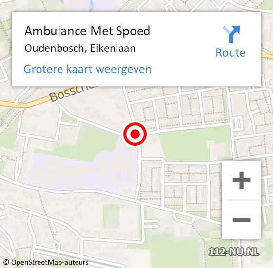 Locatie op kaart van de 112 melding: Ambulance Met Spoed Naar Oudenbosch, Eikenlaan op 12 december 2018 09:27