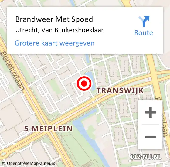 Locatie op kaart van de 112 melding: Brandweer Met Spoed Naar Utrecht, Van Bijnkershoeklaan op 12 december 2018 09:57