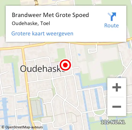 Locatie op kaart van de 112 melding: Brandweer Met Grote Spoed Naar Oudehaske, Toel op 12 december 2018 11:36