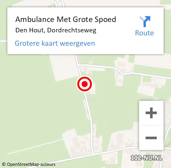 Locatie op kaart van de 112 melding: Ambulance Met Grote Spoed Naar Den Hout, Dordrechtseweg op 25 september 2013 17:08