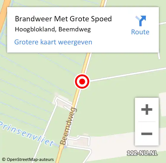 Locatie op kaart van de 112 melding: Brandweer Met Grote Spoed Naar Hoogblokland, Beemdweg op 12 december 2018 12:34