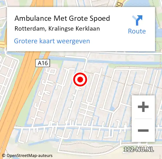 Locatie op kaart van de 112 melding: Ambulance Met Grote Spoed Naar Rotterdam, Kralingse Kerklaan op 12 december 2018 12:35