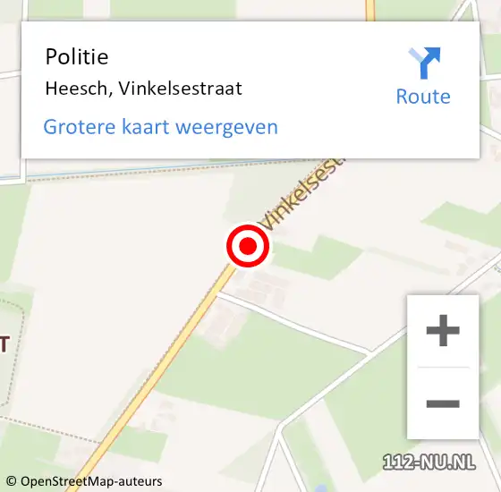 Locatie op kaart van de 112 melding: Politie Heesch, Vinkelsestraat op 12 december 2018 13:01