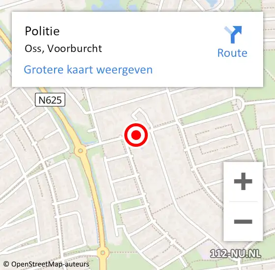 Locatie op kaart van de 112 melding: Politie Oss, Voorburcht op 12 december 2018 13:57