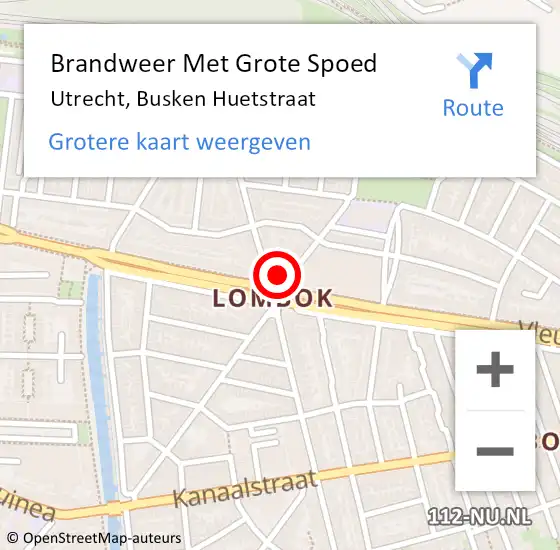 Locatie op kaart van de 112 melding: Brandweer Met Grote Spoed Naar Utrecht, Busken Huetstraat op 12 december 2018 14:12