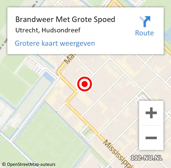 Locatie op kaart van de 112 melding: Brandweer Met Grote Spoed Naar Utrecht, Hudsondreef op 12 december 2018 14:18