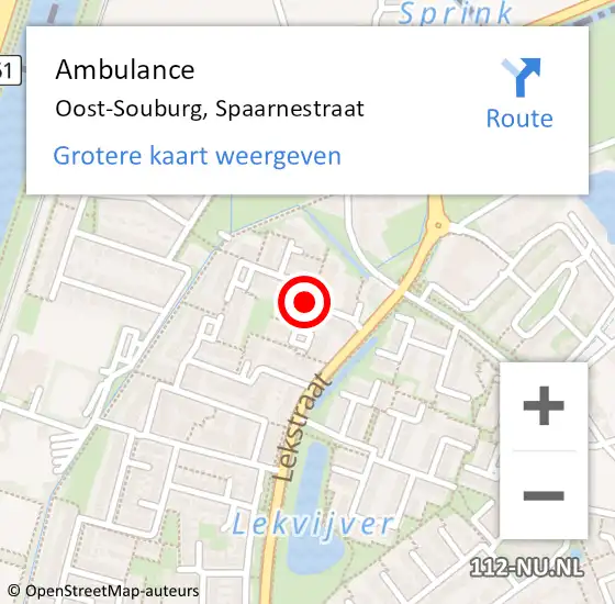 Locatie op kaart van de 112 melding: Ambulance Oost-Souburg, Spaarnestraat op 12 december 2018 14:30