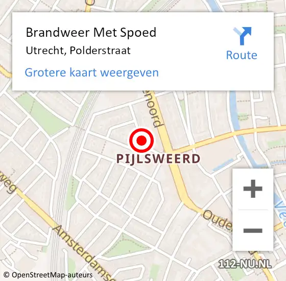 Locatie op kaart van de 112 melding: Brandweer Met Spoed Naar Utrecht, Polderstraat op 12 december 2018 14:49