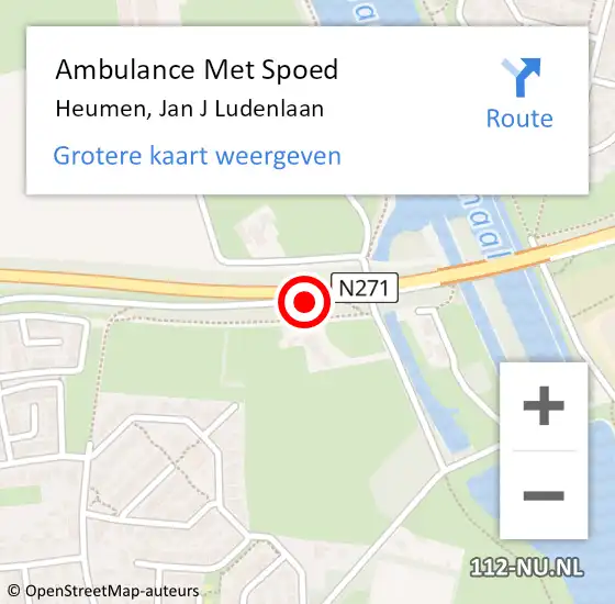 Locatie op kaart van de 112 melding: Ambulance Met Spoed Naar Heumen, Jan J Ludenlaan op 12 december 2018 16:08