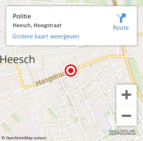 Locatie op kaart van de 112 melding: Politie Heesch, Hoogstraat op 12 december 2018 16:21