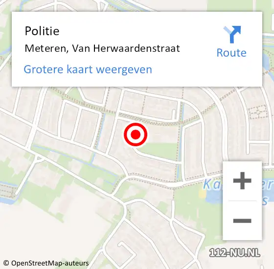 Locatie op kaart van de 112 melding: Politie Meteren, Van Herwaardenstraat op 12 december 2018 17:05