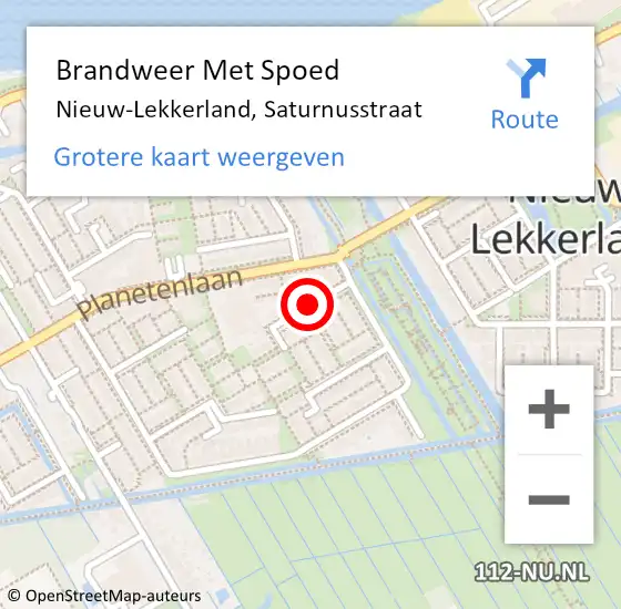 Locatie op kaart van de 112 melding: Brandweer Met Spoed Naar Nieuw-Lekkerland, Saturnusstraat op 12 december 2018 17:40