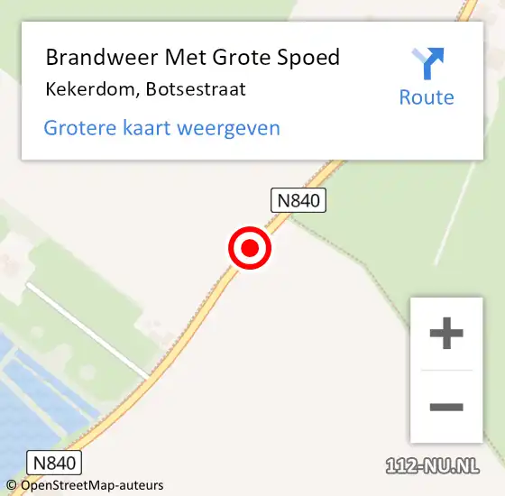 Locatie op kaart van de 112 melding: Brandweer Met Grote Spoed Naar Kekerdom, Botsestraat op 12 december 2018 18:15