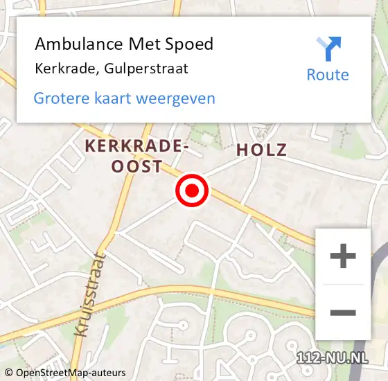 Locatie op kaart van de 112 melding: Ambulance Met Spoed Naar Kerkrade, Gulperstraat op 17 maart 2014 14:03