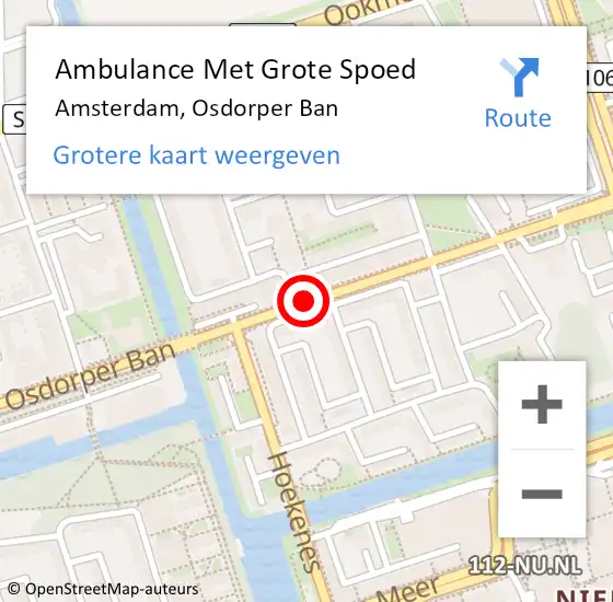 Locatie op kaart van de 112 melding: Ambulance Met Grote Spoed Naar Amsterdam, Osdorper Ban op 12 december 2018 18:47