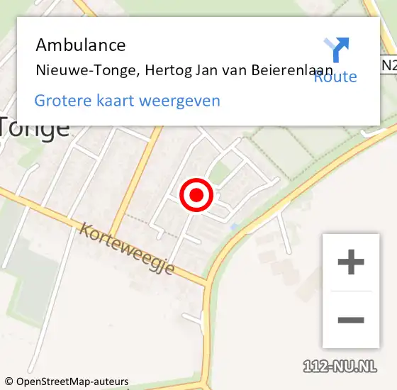 Locatie op kaart van de 112 melding: Ambulance Nieuwe-Tonge, Hertog Jan van Beierenlaan op 12 december 2018 21:47