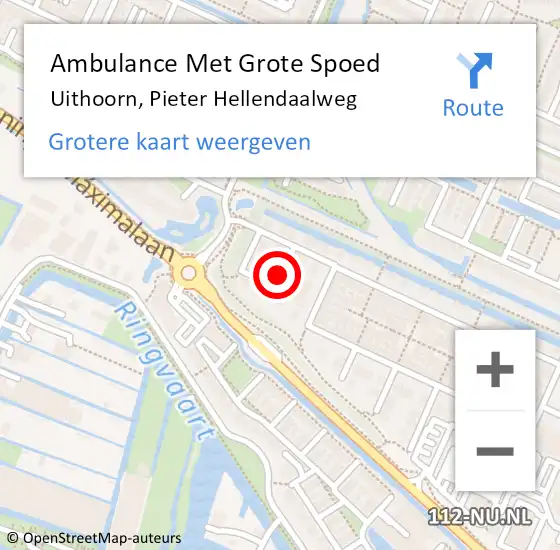 Locatie op kaart van de 112 melding: Ambulance Met Grote Spoed Naar Uithoorn, Pieter Hellendaalweg op 12 december 2018 21:50