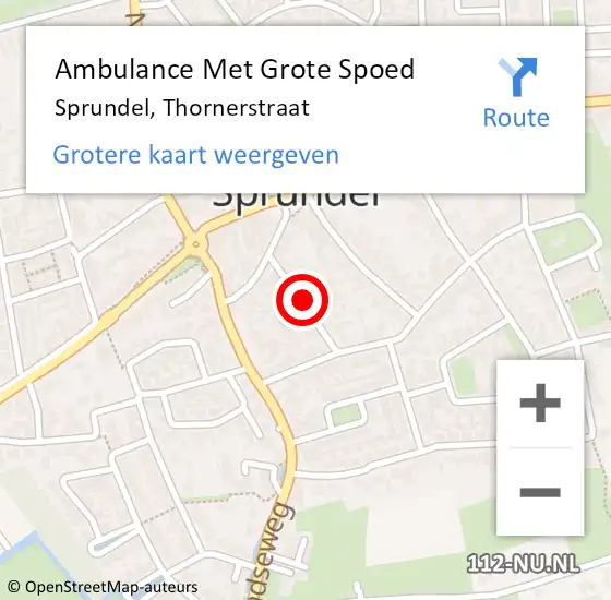 Locatie op kaart van de 112 melding: Ambulance Met Grote Spoed Naar Sprundel, Thornerstraat op 12 december 2018 22:10