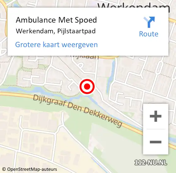 Locatie op kaart van de 112 melding: Ambulance Met Spoed Naar Werkendam, Pijlstaartpad op 12 december 2018 22:11