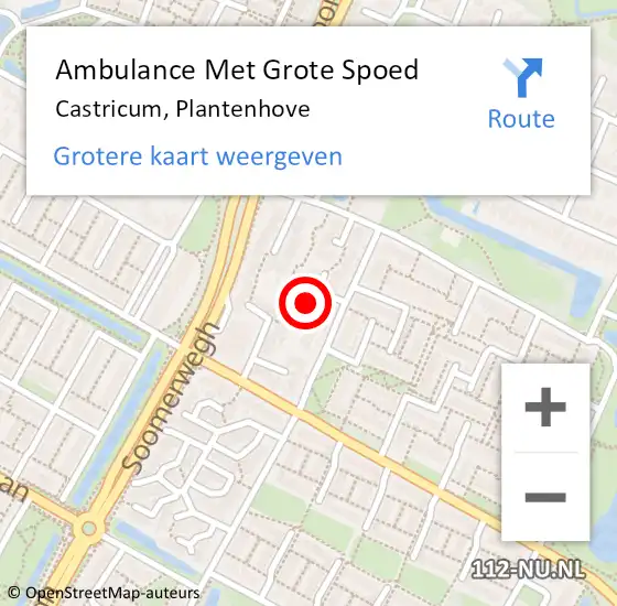 Locatie op kaart van de 112 melding: Ambulance Met Grote Spoed Naar Castricum, Plantenhove op 12 december 2018 22:24