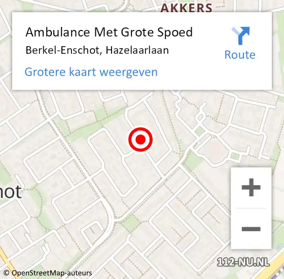 Locatie op kaart van de 112 melding: Ambulance Met Grote Spoed Naar Berkel-Enschot, Hazelaarlaan op 13 december 2018 00:03