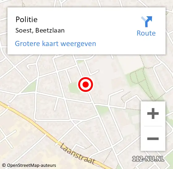 Locatie op kaart van de 112 melding: Politie Soest, Beetzlaan op 17 maart 2014 14:24
