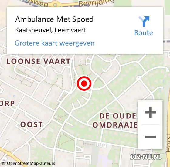 Locatie op kaart van de 112 melding: Ambulance Met Spoed Naar Kaatsheuvel, Leemvaert op 13 december 2018 01:17