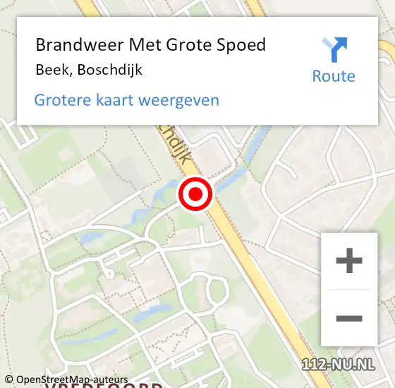 Locatie op kaart van de 112 melding: Brandweer Met Grote Spoed Naar Beek, Boschdijk op 13 december 2018 01:36