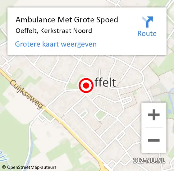 Locatie op kaart van de 112 melding: Ambulance Met Grote Spoed Naar Oeffelt, Kerkstraat Noord op 13 december 2018 02:12