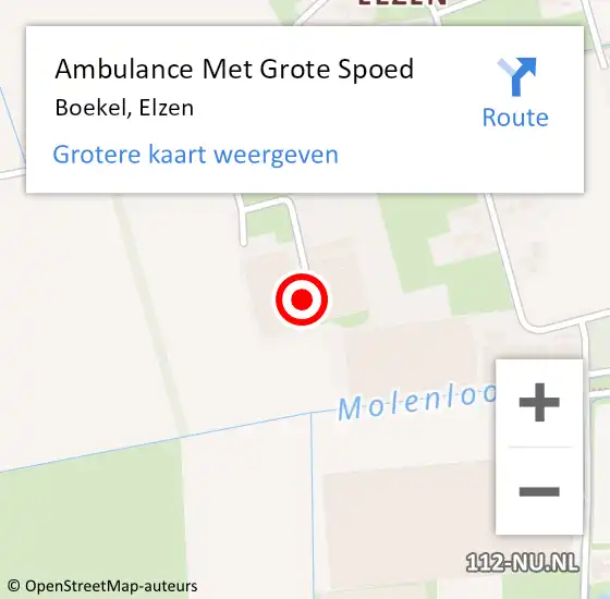 Locatie op kaart van de 112 melding: Ambulance Met Grote Spoed Naar Boekel, Elzen op 13 december 2018 03:25