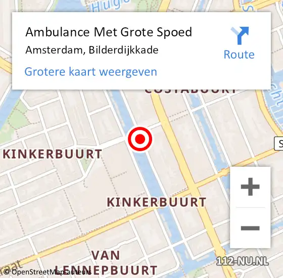 Locatie op kaart van de 112 melding: Ambulance Met Grote Spoed Naar Amsterdam, Bilderdijkkade op 13 december 2018 04:17